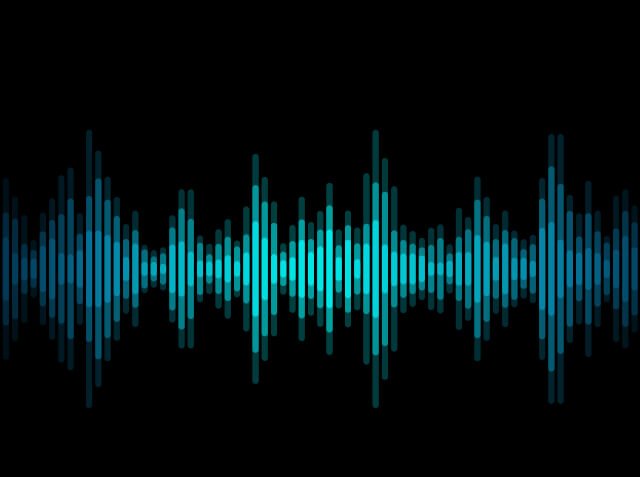 desenho de um gráfico de som azul em um fundo preto- Artigo completo sobre Tipos de voz - 
