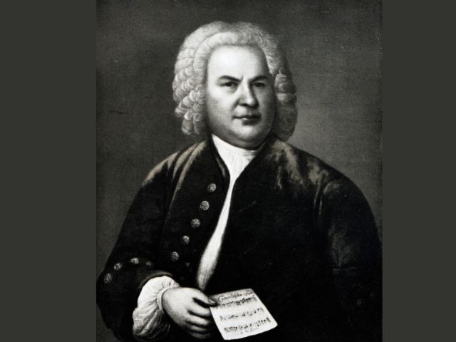 fotografia antiga em preto e branco de Johann Sebastian Bach. 