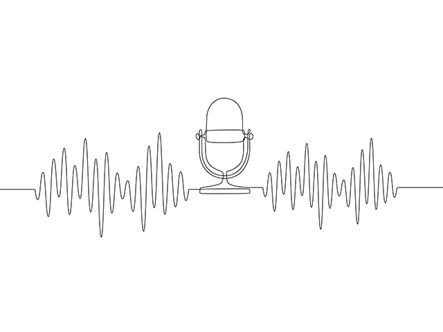 desenho de um microfone e  frequência vocal 