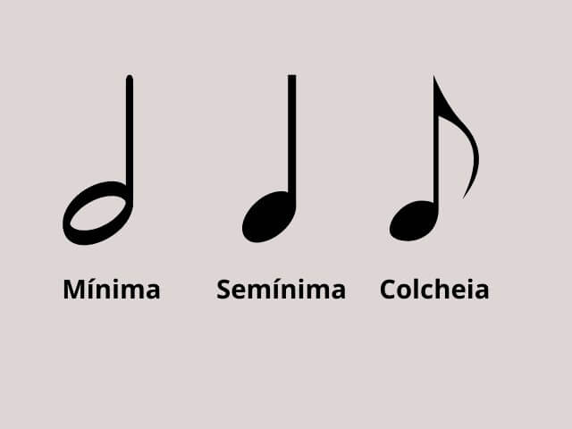 notas musicais - mínima-semínima e colcheia em um fundo bege